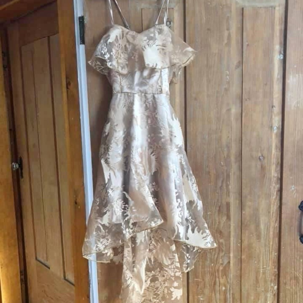Beige High Low Dress